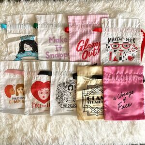 Lot of 9 Sephora Play Bags Ribbon Drawstring Pouches Gift Bags